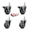 Service Caster 3.5'' Gray Polyurethane Wheel Swivel 3/4'' Square Stem Caster Set 2 Brake, 4PK SCC-SQ20S3514-PPUB-GRY-PLB-34-2-S-2 - alternate 5
